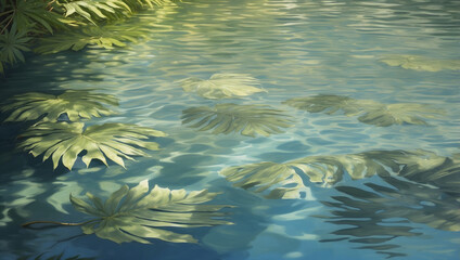 Shadows of Palm Leaves on Water 0