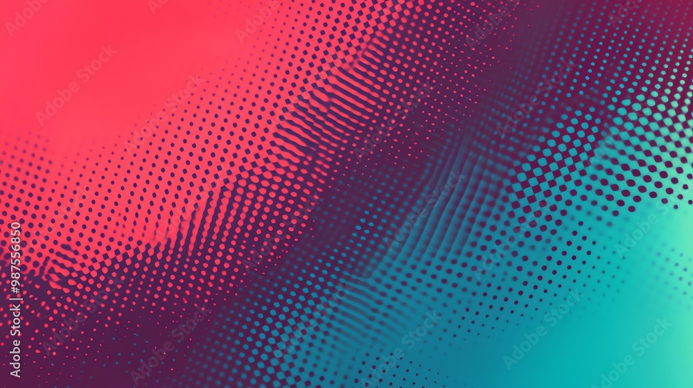 Poster abstract background with a gradient of red, teal, and black dots fading into a dark background.