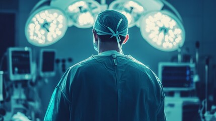 Back view of a surgeon doing a surgical operation at hospital , surgery in operating room concept image