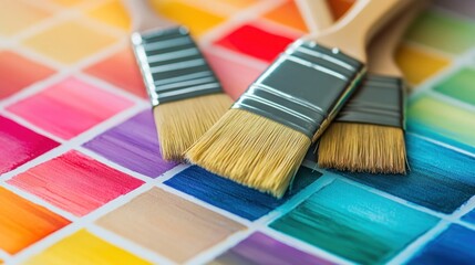 Fototapeta premium Paintbrushes on Color Palette