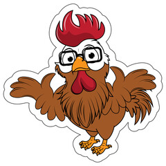 Naklejka premium Cute rooster animal cartoon