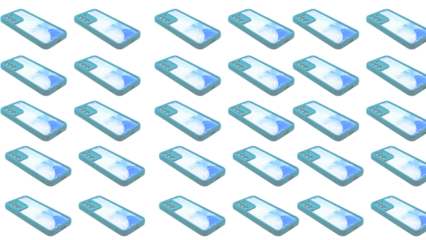 Mobile Phone Back Side View Pattern Isolated on Transparent Background. PNG File. Perspective smartphone back side on white background. Isometric smartphone back side.
