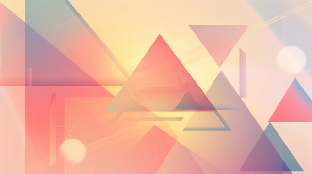 Soft pastel gradient with geometric shapes – minimal triangles and soft blending colors, warm and approachable corporate feel.