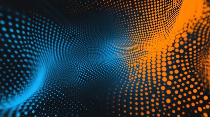 Fototapeta premium Abstract blue and orange dotted background.