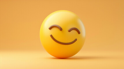 Fototapeta premium Winking face emoji – playful yellow face, one eye closed, cheeky smile, light pastel background.