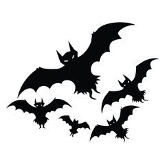 Naklejka premium Halloween flying bats vector silhouette art illustration