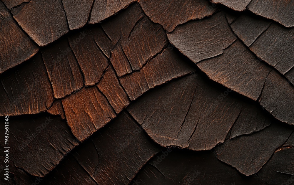 Poster close-up of weathered wooden texture with rich, dark tones and intricate patterns.