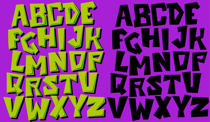 Scary monster cartoon alphabet vector illustration. Scribble monster lettering font. Halloween spooky graffiti typography.