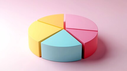 Fototapeta premium Colorful 3D pie chart pastel background