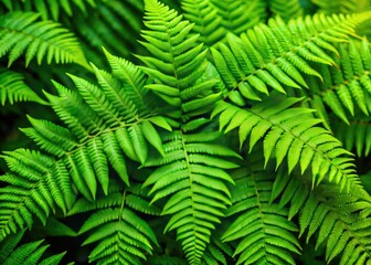 Vibrant fern leaves flourish in their natural habitat, highlighting the exquisite beauty and intricate patterns of nature, a stunning display of life and growth.