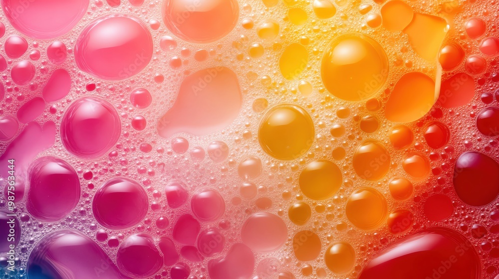Poster colorful bubble texture with vibrant gradients on a smooth surface.