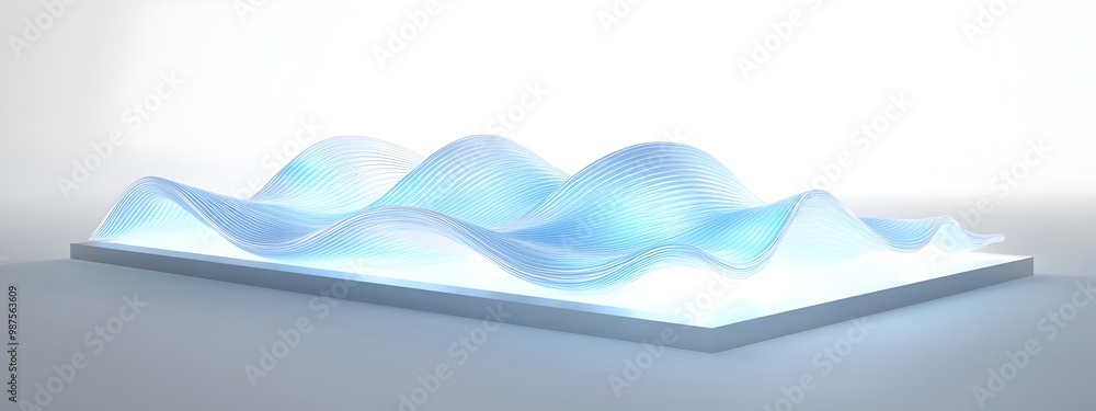 Poster elegant 3d rendering of undulating light wave in liquid crystal display