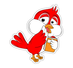 cute red bird cartoon