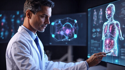 Doctor Analyzing AI Data