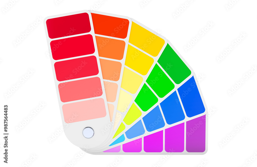Poster pantone color palette guide, 3d rendering isolated on transparent background