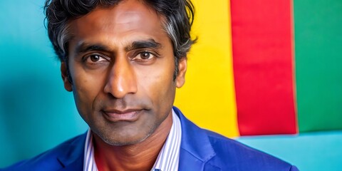 Studio Portrait of Middle-Aged Indian Male with Average Build
