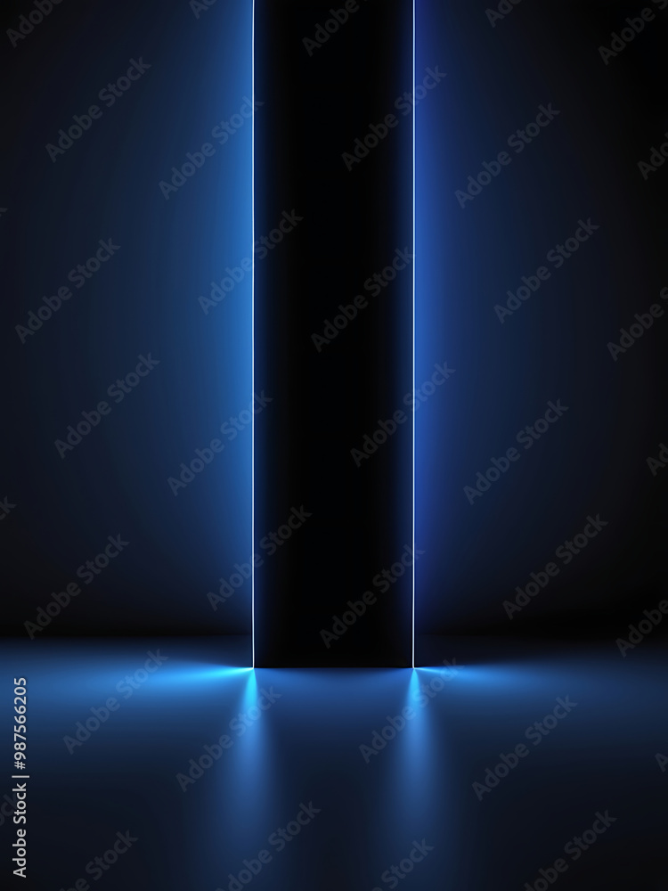 Wall mural blue blue spectrum lights tech black party club neon lights abstract wave technology blue gradient b