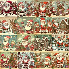 Fototapeta premium Funny cartoon Xmas. AI generated illustration