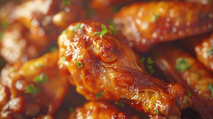 Close up of fast food chicken wings showcasing