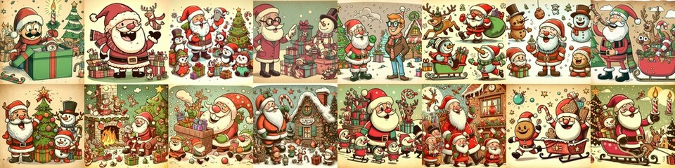 Fototapeta premium Funny cartoon Xmas. AI generated illustration