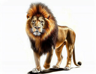 Obraz premium A standing lion with surprising face.