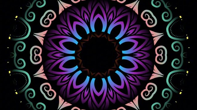 Luxurious caleidoscope colourful flowers line art motion graphics for aesthetic intro commercial ads 