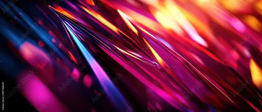 Poster abstract colorful light reflections on a smooth surface, artistic background effect.