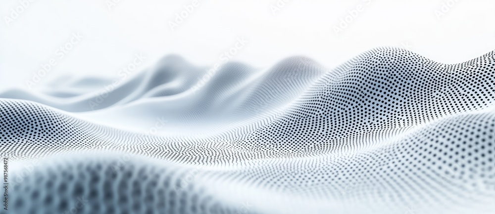 Poster abstract representation of waves or surfaces in a digital environment.
