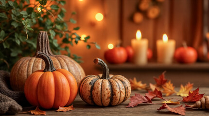 Atmosfera autunnale- zucche e candele per un tocco di calore
