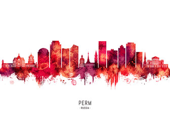Fototapeta premium Perm Russia Skyline Red