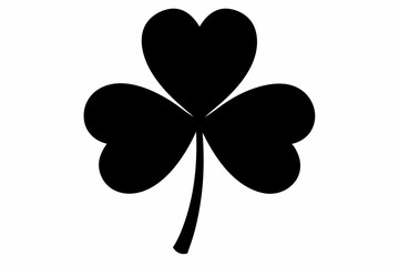 Three leaf clover, silhouette black color vector art illustration