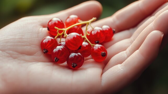 hand with red currant