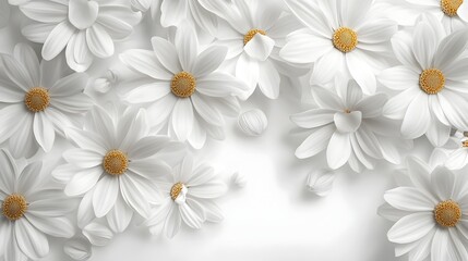Elegant White Daisy Floral Background with Soft Petals and Clean Minimalist Design