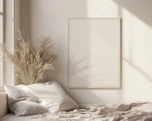 Minimalist Poster Frame Mockup in Modern Scandinavian Style Interior