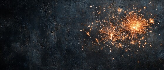 Fototapeta premium Firework fireworks on rustic dark black grey stone concrete texture, with copy space