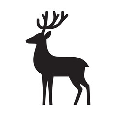 deer logo black icon  cartoon deer animal on a plain white background vector logo
