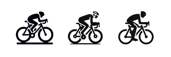 Obraz premium Set of silhouette image of Bicycle and cycling icon, isolated over on transparent white background