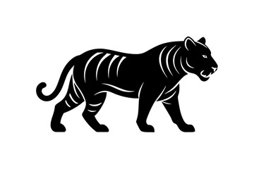 Tiger logo icon silhouette black linocut vector art illustration