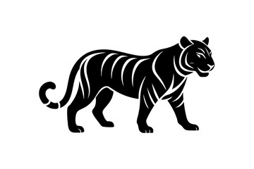 Tiger logo icon silhouette black linocut vector art illustration