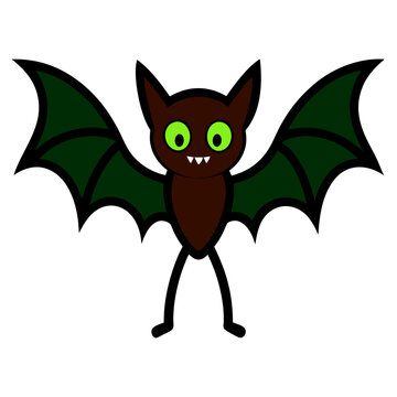 recommend clip art: Halloween bat with leg mascot vector out line art