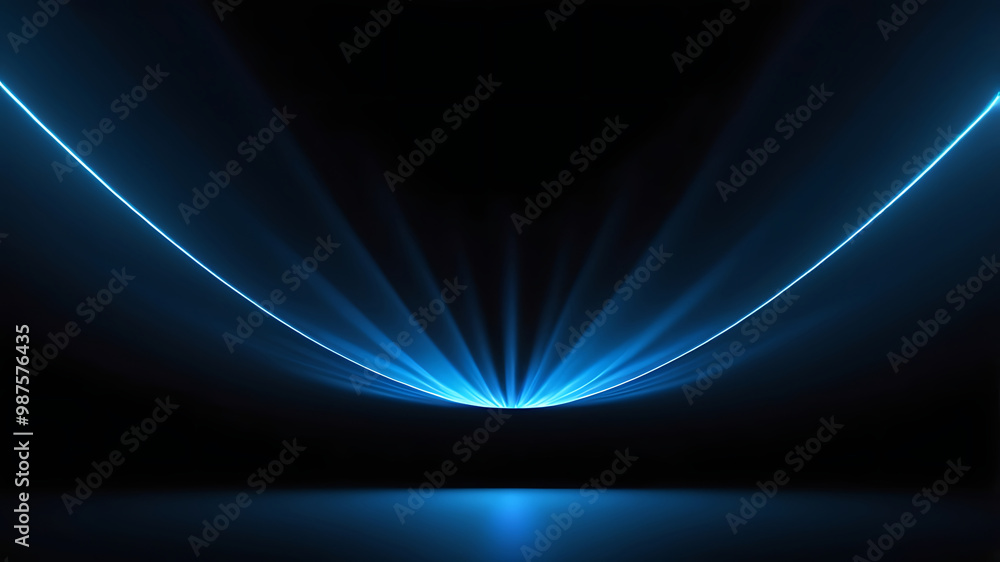 Wall mural blue blue spectrum lights tech black party club neon lights abstract wave technology blue gradient b