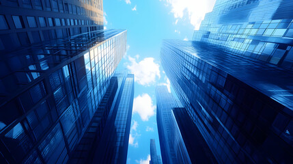 Blue Glass Skyscrapers - 3D Illustration