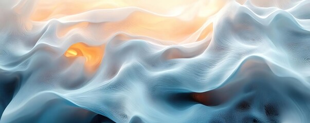 Obraz premium An abstract composition featuring soft waves of blue and orange hues, evoking tranquility and fluidity in design.