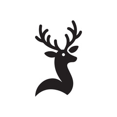 deer logo black icon  cartoon deer animal on a plain white background vector logo