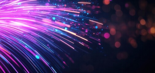 Fototapeta premium Neon futuristic light flashes on a black background
