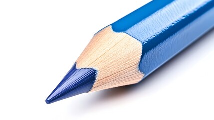 Fototapeta premium Expertly Sharpened Sapphire Blue Colored Pencil Against Pristine White Background