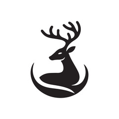 deer logo black icon  cartoon deer animal on a plain white background vector logo