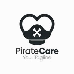 Pirate Care Logo Design Template. Good for Business, Agency, Community and Organization