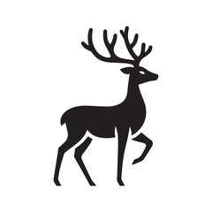 deer logo black icon  cartoon deer animal on a plain white background vector logo