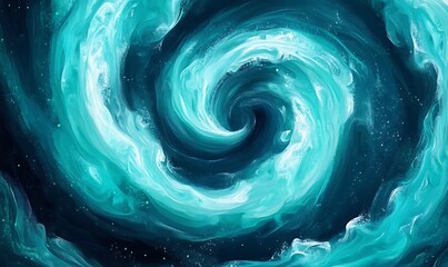 Emerald Green and Teal Fluid Color Waves Abstract Pattern